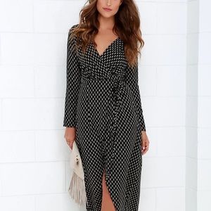 LULUS Exclusive Fluent in Stroll Black Wrap Maxi Dress